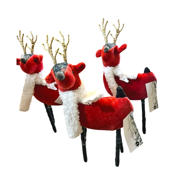 Set of 3 Holiday decoration fabric deer - Picture 2 of 8